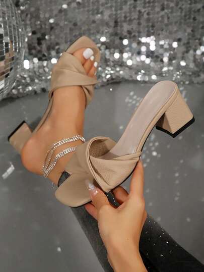 女士夏季新款细跟防滑时尚百搭法式优雅高跟凉鞋，适合约会、派对、通勤、商务、宴会、购物、居家等场合，粗跟