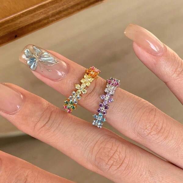 1 Stück Dopamin farbiger Edelstein-Ring, ein stilvoller und leichter Luxusring