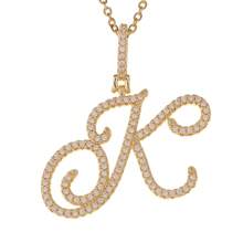 1pc Copper Zirconia A-Z Alphabet Pendant Chain Necklace Fashion Woman Initial Name Jewelry