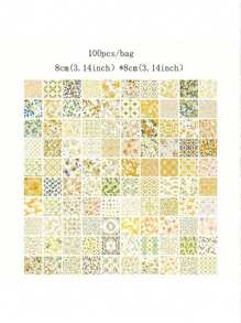 1 Book/100pcs Classic Floral Pattern Paper, 6 Styles, 100 Unique Patterns Options, Suitable For Scrapbook, Journal, Decoration, Memo, Origami, Stationery, Back To School Supplies, A Perfect Small Gift For Back To School