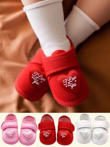 1 Pair Spring Autumn Baby First Walkers Infant Baby Girls Boys Anti-Slip Shoes Heart-Shaped Newborn Slipper Shoes 0-12 Months