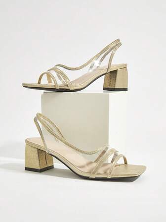 仙女风格钻石透明高跟凉鞋，女士粗跟露趾2025新款夏季坡跟高跟鞋，适合连衣裙