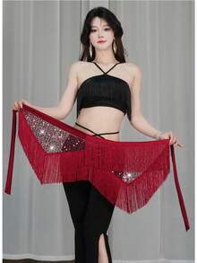 Middle Eastern Style Sequin Fringe Hip Scarf Waist Chain, An Exquisite Decorative Piece That Shines At Festivals And Carnivals, Showcasing A Unique Style