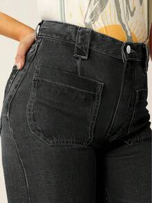 Women's Long Pocket Straight Loose Casual Versatile Jeans