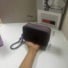 1 pieza Bolsa de cosméticos impermeable de gran capacidad de silicona con asa de transporte, bolso de playa para mujeres, organizador versátil de viaje para maquillaje, joyas y accesorios