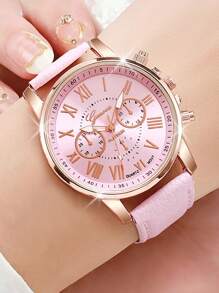 1/3/4/5 pièces Montres Élégantes pour Femmes en Quartz Romain - Cadran Rond à La Mode avec Bracelet, Idée de Cadeau Parfaite