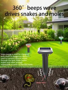 Solar Powered Ultrasonic Snake And Rodent Repellent Outdoor Waterproof And Sunscreen Snake And Mole Repellent Buzzing Rodent Repellent, Plug And Play, Suitable For Gardens/Farms/Ranches/Airports - Multicolor - View 13