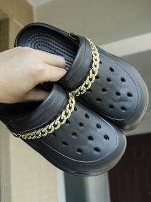 2 Stücke/Set Schuhdekorationen mit Strass und Goldkette zum Selbermachen, aus Kunststoffmaterial, süßer, mädchenhafter Stil, Outdoor Schuh-/Stiefel-Zubehör, abnehmbare Schuhclips, Spaß-Schuh-Bastel-Accessoires, geeignet für Dekoration von ausgeschnittenen Holzschuhen von Frauen (Schuhe nicht enthalten)