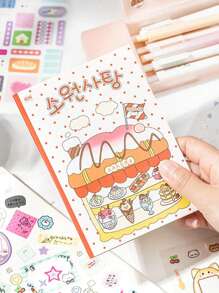 1 Book Of Cartoon Pattern, Die-Cut Shape Colored Time Sequence Sticker Book, Cute Mini Patterns, Diversified Fantasy Designs, Multifunctional Creative Decorative Accessories Suitable For Scrapbook, Diary And Aesthetic Office Supply Decoration,School Supplies,Back To School
