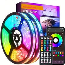 أضواء LED بأطوال 1 متر/ 2 متر/ 3 متر/ 5 متر/ 10 متر/ 15 متر/ 20 متر أضواء غرفة النوم بجهاز تحكم عن بعد 44 مفتاح، أضواء حبل ذكية متغيرة الألوان RGB متزامنة مع الموسيقى، ديكور غرفة النوم والمعيشة وحفلات عيد الميلاد