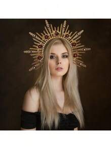 Diadema de corona para mujer, tocado de diosa para cosplay, diadema para fiestas de disfraces y bodas, diadema, aro para el cabello