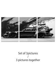 3Pcs/Set, Optional Frame, High Quality Print Painting, Retro Style, Sports Car, Nostalgia, Car Lovers, Wall Art Poster, Home Decoration, Suitable For Living Room, Sofa, Bed, Hallway, Bedroom, Bathroom, Office, Perfect Art Gift, PVC Rigid Pipe Safety Packaging ,Wall Art With Frame