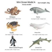 4-12 件实心海洋动物公仔玩具,鲨鱼、鲸鱼、逆戟鲸、海豚等海洋动物模型玩具套装,迷你认知企鹅、大白鲨公仔,生日/派对礼物 - 彩色 - 查看 16