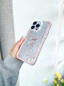 Funda creativa con diseño de copo de nieve y ciervo para 16/16Plus/16Pro/16Promax, 15/15Plus/15Pro/15Promax, 14/14Plus/14Pro/14Pro Max, 13/13Pro/13Pro Max, 12/12Pro/12Pro Max, 11/11Pro Max, X/XS/XR/XS Max. Sencilla, de lujo, de alta gama, resistente a la suciedad y duradera
