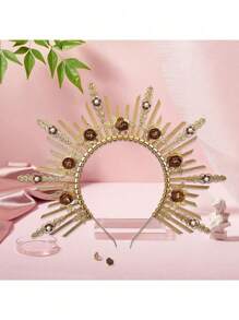 Diadema de corona para mujer, tocado de diosa para cosplay, diadema para fiestas de disfraces y bodas, diadema, aro para el cabello