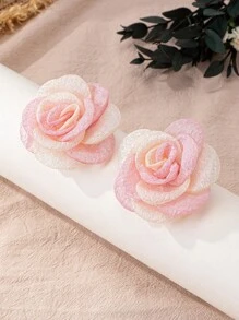1 Pair Fashionable Pretty Pink Flower Drop Earrings, Suitable For Women, Daily Wear, Street Style, Gift