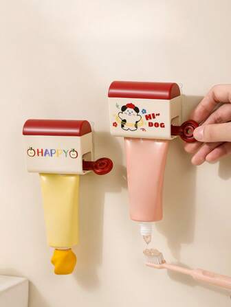 1/2pcs Dopamine Cute Toothpaste Squeezer, Lazy Toothpaste Squeezer, Facial Cleanser Toilet Manual Toothpaste Squeezer