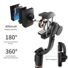 Roreta Q08 自拍杆手机视频稳定器兼容蓝牙自拍杆三脚架云台稳定器，智能手机直播竖拍支架 - 黑色 - 查看 9