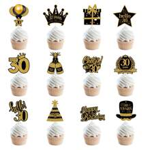 12pcs Happy 18th 30th 40th Birthday Cupcake Plugin, Party Baking Desserts And Cake Accessories