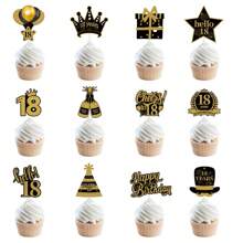 12pcs Happy 18th 30th 40th Birthday Cupcake Plugin, Party Baking Desserts And Cake Accessories
