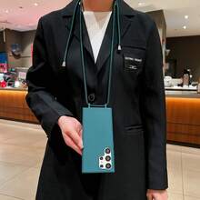 Keychain, Lanyard 1pc Anti-Drop Liquid Lanyard TPU Phone Case Compatible With Apple/ Phones - Dark Green - View 2