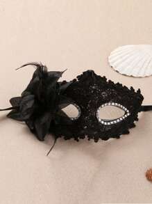 3pcs Sexy Black Cat Ear Lace Eye Mask Set, Women Lingerie Accessories