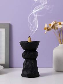 1pc Resin Realistic Stone Incense Burner, Faux Rock Statue, Multi-Purpose, Suitable For Home Decor, Living Room, Bedroom, Study, Foyer Table Decor Incense Holder