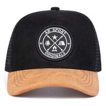 AR 1pc Men's Outdoor Camping Trucker Hat, Personalized Letter Embroidered Baseball Cap, Street Fashion Casual Hat, Suitable For Spring/Autumn Travel, Beach Holiday