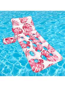 1 Stück Luftmatratze mit Rückenlehne - Bequemer Erwachsenen-Relaxsessel mit Rückenlehne, Getränkehalter, Hawaii-Blatt-Design für Wassersport und Strandurlaub, Strandutensilien, Strandaccessoires, Poolschwimmer - Verschiedenfarbig - Übersicht 11