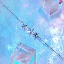 1 PC 925 Sterling Silver Gradient Blue-Green CZ Starfish Link Chain Bracelets For Women Ocean Series Jewelry Gift - Silver - View 7