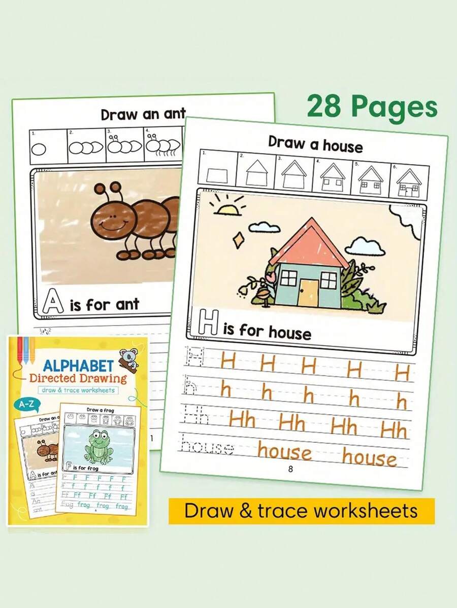 A-Z Letter Tracing Workbook With Guided Drawing - Stepwise Alphabet ...