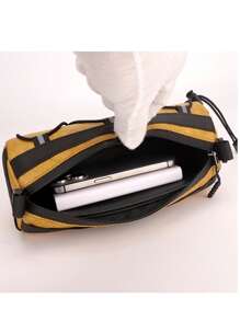 Bike Handlebar Bag - Bicycle Handlebar Roll Bag With Large Reflective Area, Bike Front Pouch With Waterproof Zipper Shoulder Strap Removable Straps For Cycling