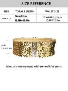 1 件/5 件女式美人鱼鳞片亮片松紧腰带，休闲时尚，搭配连衣裙、舞蹈服装，适合夜总会派对、音乐节、舞台表演、角色扮演、节日礼物 - 彩色 - 查看 5