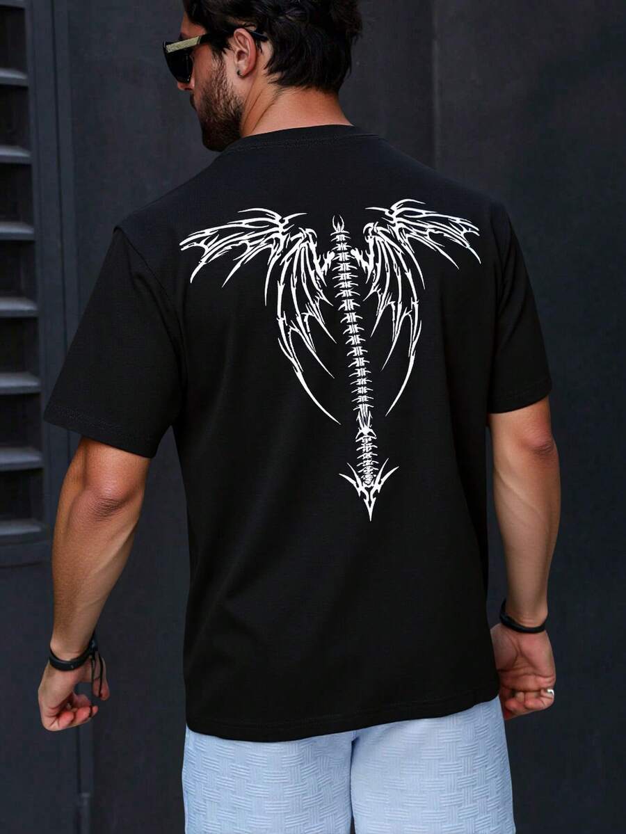 Playera Oversize Young LA Columna Dragon Unisex - Negro - Ver 1