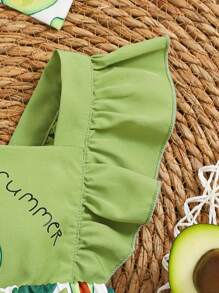Pelele de volantes con estampado de aguacate para bebé niña