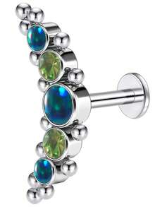 1 件 316L 不锈钢 16G 立方锆唇钉 水晶簇耳钉 耳软骨耳屏耳轮耳甲穿孔饰品