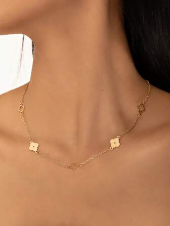 1 قطعة عقد للنساء به رسم شبيه برائع حظي بأوراق البرسيم، اكسسوار متعدد الاستخدامات مناسب للفساتين الصيفية والتيشيرتات وملابس السباحة والمناسبات