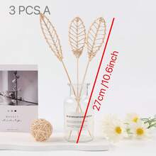Heatless Fragrance Diffuser Sticks Set - Handwoven Wooden-Tone Rattan Balls, Beads, Leaves, Dried Asters, Artificial Flowers, Fragrance Bottle Accessories, Air Freshener Aromatic Sticks