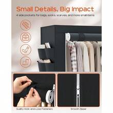 CASAMAYA Clothes Rack Portable Closet 55.1 Inch Large Capacity Wardrobe Closet Clothes Storage Organizer With Shees And 5 Hanging Rods Easy To Assembly Black PCT122B01 - Black - View 7
