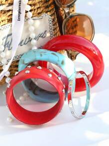 Brazalete de resina asimétrico de viento retro de lujo, nuevo brazalete de primavera y verano de madera de pino natural, brazalete de barra obligatoria de trébol de cuatro hojas, joyería diaria, pero también adecuado para vacaciones, fiestas, pasarelas, uso como regalo(madera de pino natural, vetas y marcas de madera son normales)