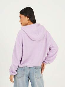 brave soul Teddy Fleece Sweatshirt With Hood - Lilac - View 5
