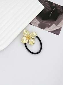 1 Stück minimalistischer chic Blumen Metall Scrunchie Haargummi, Europäisches und Amerikanisches Design Haargummis, Haargummis für den Pferdeschwanz, Haargummis, Haargummibänder, Scrunchies, Haargummi-Stretchbänder