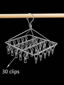 1 件多功能不锈钢袜子架，实心 20/40 夹子晾袜子架，多夹晾衣架，强力弹簧夹，夹紧不脱落，