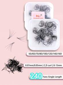 500PCS 5D Premade Fans Eyelash Extensions Fans Volume Lash Extensions 0.07 Thickness Eyelash Extension D Curl Premade Lash Fans Mix 8-15mm Single Length 8-15mm Fluffy Soft Handmade Loose Fan(10D 20D-0.07-D,8-15mm)