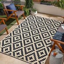 Tapis d'extérieur imperméable 9x12 pi, tapis de patio réversible en paille plastique pour le camping, le camping-car, l'intérieur et l'extérieur, le porche, le pont, l'arrière-cour, le camping-car, le balcon, le pique-nique, noir et beige