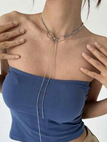 1 件精致天鹅绒蝴蝶结养殖珍珠项链，精致甜美风格，简约百搭的项圈项链