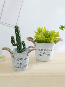 2pcs Small Iron Bucket Flower Pot, Gardening Decorative Iron Tin Bucket Vase For Succulent, Fresh Flowers, And Dried Plants, Suitable For Plant Cultivation