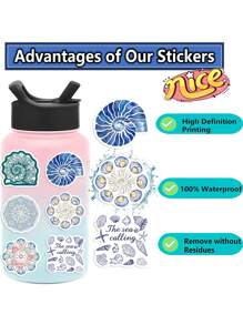 50PCS Ocean Stickers, Sea Animal Stickers, Blue Stickers, Beach Stickers, Aesthetic Stickers, Blue Stickers Cartoon Graffiti Label Stickers For Laptop, Car, Skateboard, Bottles, Scrapbook, Computer, Phone, Gift