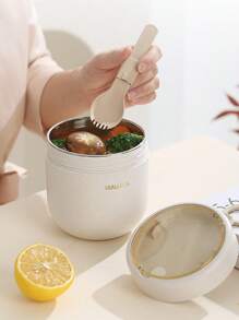 800ml/600ml- Wheat Fiber Soup Cup - Stainless Steel & PP Dual Inner Pot, Portable Microwave Lunch Boxes, Soup Bowls, Flasks To Take To The School Office As Food Storage Containers,Ergonomic Cylindrical Design With Arc Base, Nutritious Breakfast Soup Cup,Soy Milk, Porridge, Oatmeal, Milk, Suitable For Work, School, Bento Box, Gift,Simple Style (Send Fork)Graduation Season, Vacation,Back To School