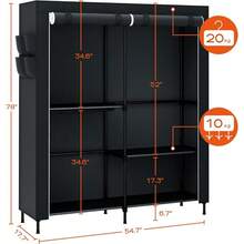 CASAMAYA Clothes Rack Portable Closet 55.1 Inch Large Capacity Wardrobe Closet Clothes Storage Organizer With Shees And 5 Hanging Rods Easy To Assembly Black PCT122B01 - Black - View 5